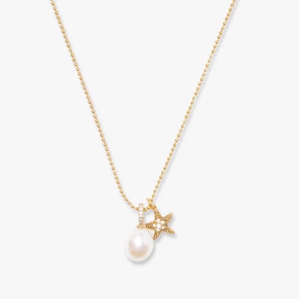 NWT, Kate Spade: Sea Star Pearl charm pendant Necklace